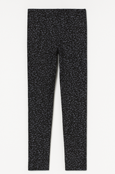 (Ages 10-12)Girl Cotton Jersey Printed Tights –Black